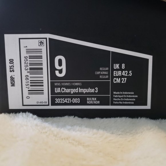 NEW Under Armour Charged Impulse 3 3025421-003 Men's Black Size 9 Shoes - Picture 3 of 8